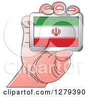 Caucasian Hand Holding An Iran Flag