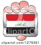 Poster, Art Print Of Caucasian Hand Holding An Iraqi Flag