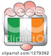Caucasian Hand Holding An Irish Flag