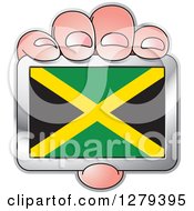 Caucasian Hand Holding A Jamaican Flag
