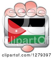 Poster, Art Print Of Caucasian Hand Holding A Jordanian Flag