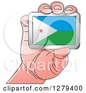 Poster, Art Print Of Caucasian Hand Holding A Djibouti Flag