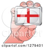 Caucasian Hand Holding An English Flag