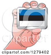 Caucasian Hand Holding An Estonia Flag