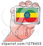 Poster, Art Print Of Caucasian Hand Holding An Ethiopian Flag