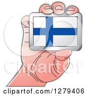 Poster, Art Print Of Caucasian Hand Holding A Finland Flag