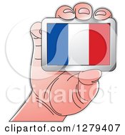 Poster, Art Print Of Caucasian Hand Holding A French Flag