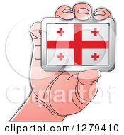 Poster, Art Print Of Caucasian Hand Holding A Georgian Flag