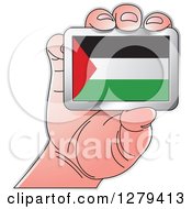Caucasian Hand Holding A Palestine Flag