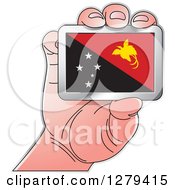 Poster, Art Print Of Caucasian Hand Holding A Papua New Guinea Flag