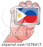 Poster, Art Print Of Caucasian Hand Holding A Philippines Flag