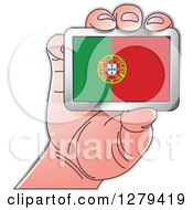 Caucasian Hand Holding A Portugal Flag