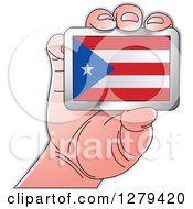 Poster, Art Print Of Caucasian Hand Holding A Puerto Rican Flag