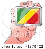 Poster, Art Print Of Caucasian Hand Holding A Republic Of The Congo Flag