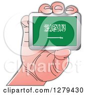 Poster, Art Print Of Caucasian Hand Holding A Saudi Arabia Flag