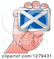 Poster, Art Print Of Caucasian Hand Holding A Scotland Flag