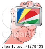 Poster, Art Print Of Caucasian Hand Holding A Seychelles Flag