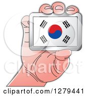 Poster, Art Print Of Caucasian Hand Holding A South Korean Flag