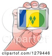 Poster, Art Print Of Caucasian Hand Holding A St Vincent And Grenadines Flag