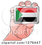 Poster, Art Print Of Caucasian Hand Holding A Sudan Flag