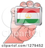 Poster, Art Print Of Caucasian Hand Holding A Tajikistan Flag