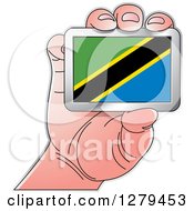 Poster, Art Print Of Caucasian Hand Holding A Tanzania Flag