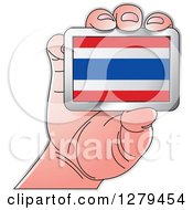 Caucasian Hand Holding A Thailand Flag