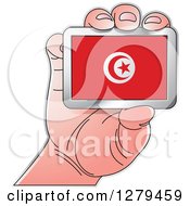 Poster, Art Print Of Caucasian Hand Holding A Tunisia And Tobago Flag