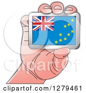 Poster, Art Print Of Caucasian Hand Holding A Tuvalu Flag