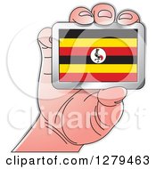 Clipart Of A Caucasian Hand Holding A Uganda Flag Royalty Free Vector Illustration