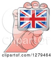 Poster, Art Print Of Caucasian Hand Holding A Uk Flag