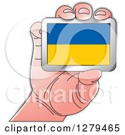 Caucasian Hand Holding A Ukraine Flag