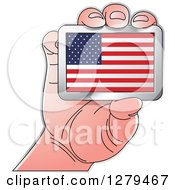 Poster, Art Print Of Caucasian Hand Holding An American Flag