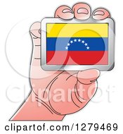 Poster, Art Print Of Caucasian Hand Holding A Venezuela Flag