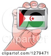 Poster, Art Print Of Caucasian Hand Holding A Western Sahara Flag