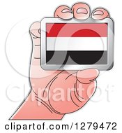 Poster, Art Print Of Caucasian Hand Holding A Yemen Flag