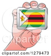 Poster, Art Print Of Caucasian Hand Holding A Zimbabwe Flag