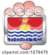 Poster, Art Print Of Caucasian Hand Holding A Kiribati Flag