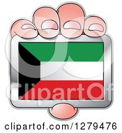 Poster, Art Print Of Caucasian Hand Holding A Kuwaiti Flag