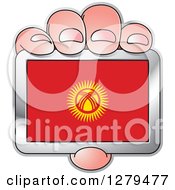 Poster, Art Print Of Caucasian Hand Holding A Kyrgyzstan Flag