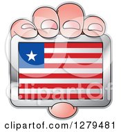 Poster, Art Print Of Caucasian Hand Holding A Liberian Flag