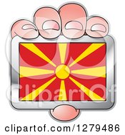 Poster, Art Print Of Caucasian Hand Holding A Macedonia Flag