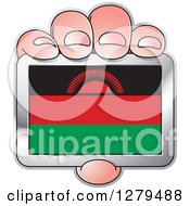 Poster, Art Print Of Caucasian Hand Holding A Malawi Flag