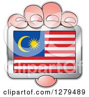 Poster, Art Print Of Caucasian Hand Holding A Malaysia Flag