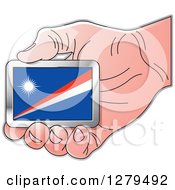 Poster, Art Print Of Caucasian Hand Holding A Marshall Island Flag