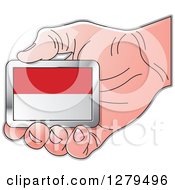 Poster, Art Print Of Caucasian Hand Holding A Monaco Flag