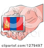 Poster, Art Print Of Caucasian Hand Holding A Mongolia Flag