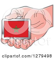 Poster, Art Print Of Caucasian Hand Holding A Morocco Flag