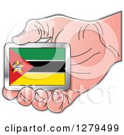 Poster, Art Print Of Caucasian Hand Holding A Mozambique Flag