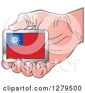 Poster, Art Print Of Caucasian Hand Holding A Myanmar Flag